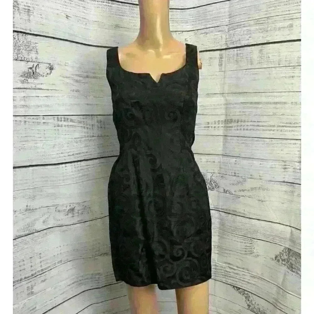 VTG 90s Jacquard Little Black Mini Dress Arrested Jonathan Martin Sz 3/4 80s EUC - Picture 3 of 15